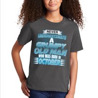 Never Underestimate Grumpy Old Man Born In October Kids T-Shirt