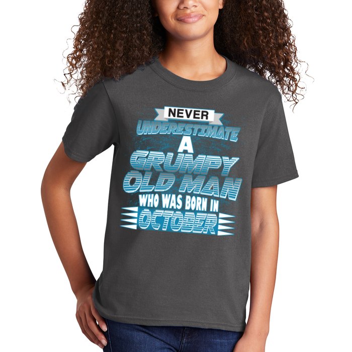 Never Underestimate Grumpy Old Man Born In October Kids T-Shirt