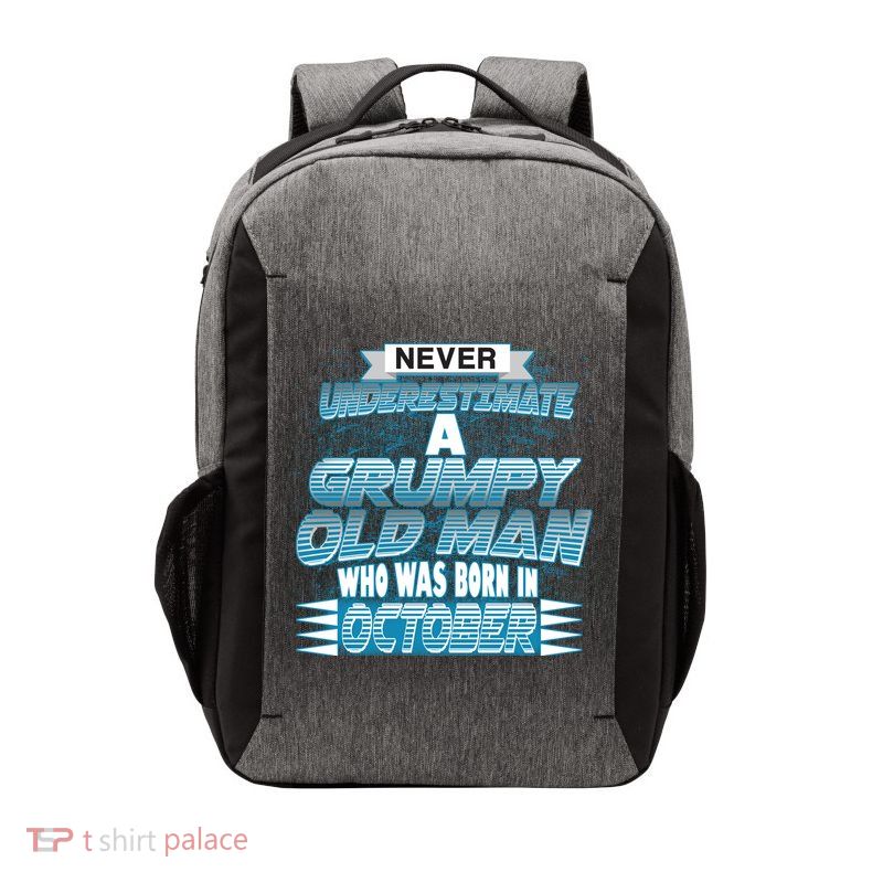 Never Underestimate Grumpy Old Man Born In October Vector Backpack