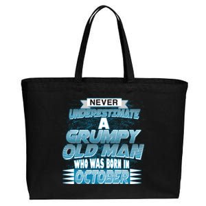 Never Underestimate Grumpy Old Man Born In October Cotton Canvas Jumbo Tote