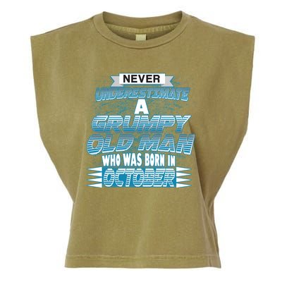 Never Underestimate Grumpy Old Man Born In October Garment-Dyed Women's Muscle Tee