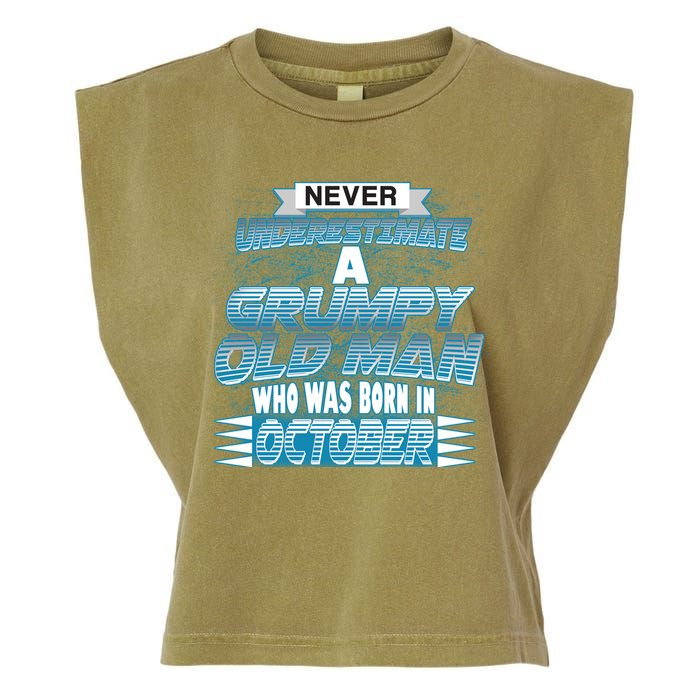 Never Underestimate Grumpy Old Man Born In October Garment-Dyed Women's Muscle Tee