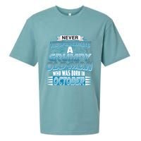 Never Underestimate Grumpy Old Man Born In October Sueded Cloud Jersey T-Shirt