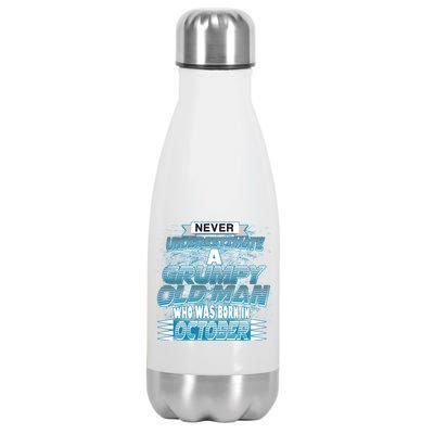 Never Underestimate Grumpy Old Man Born In October Stainless Steel Insulated Water Bottle