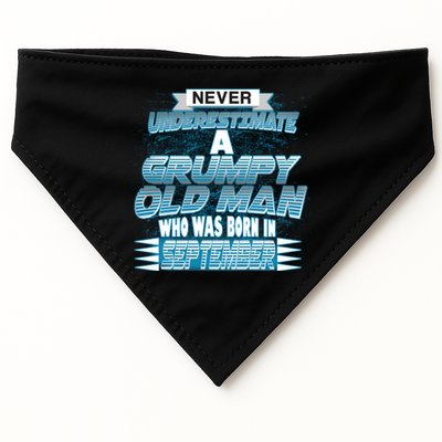 Never Underestimate Grumpy Old Man Born In September USA-Made Doggie Bandana