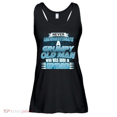 Never Underestimate Grumpy Old Man Born In September Ladies Essential Flowy Tank
