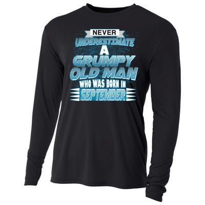 Never Underestimate Grumpy Old Man Born In September Cooling Performance Long Sleeve Crew