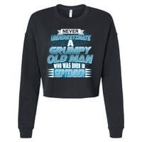 Never Underestimate Grumpy Old Man Born In September Cropped Pullover Crew
