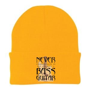 Never Underestimate Old Man With A Bass Guitar Knit Cap Winter Beanie