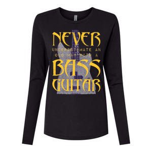 Never Underestimate Old Man With A Bass Guitar Womens Cotton Relaxed Long Sleeve T-Shirt