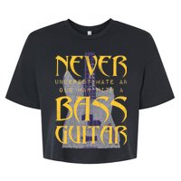 Never Underestimate Old Man With A Bass Guitar Bella+Canvas Jersey Crop Tee