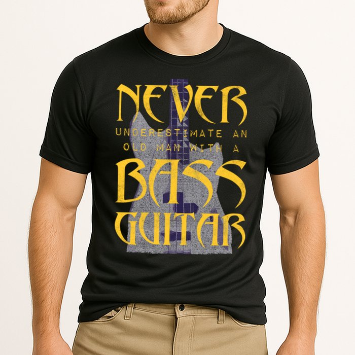Never Underestimate Old Man With A Bass Guitar Cooling Performance Crew T-Shirt