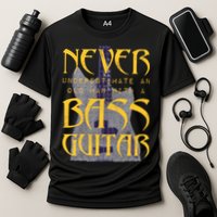 Never Underestimate Old Man With A Bass Guitar Cooling Performance Crew T-Shirt