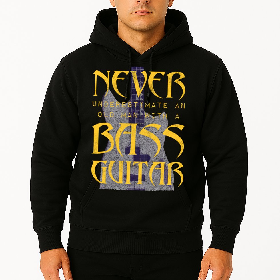 Never Underestimate Old Man With A Bass Guitar Hoodie