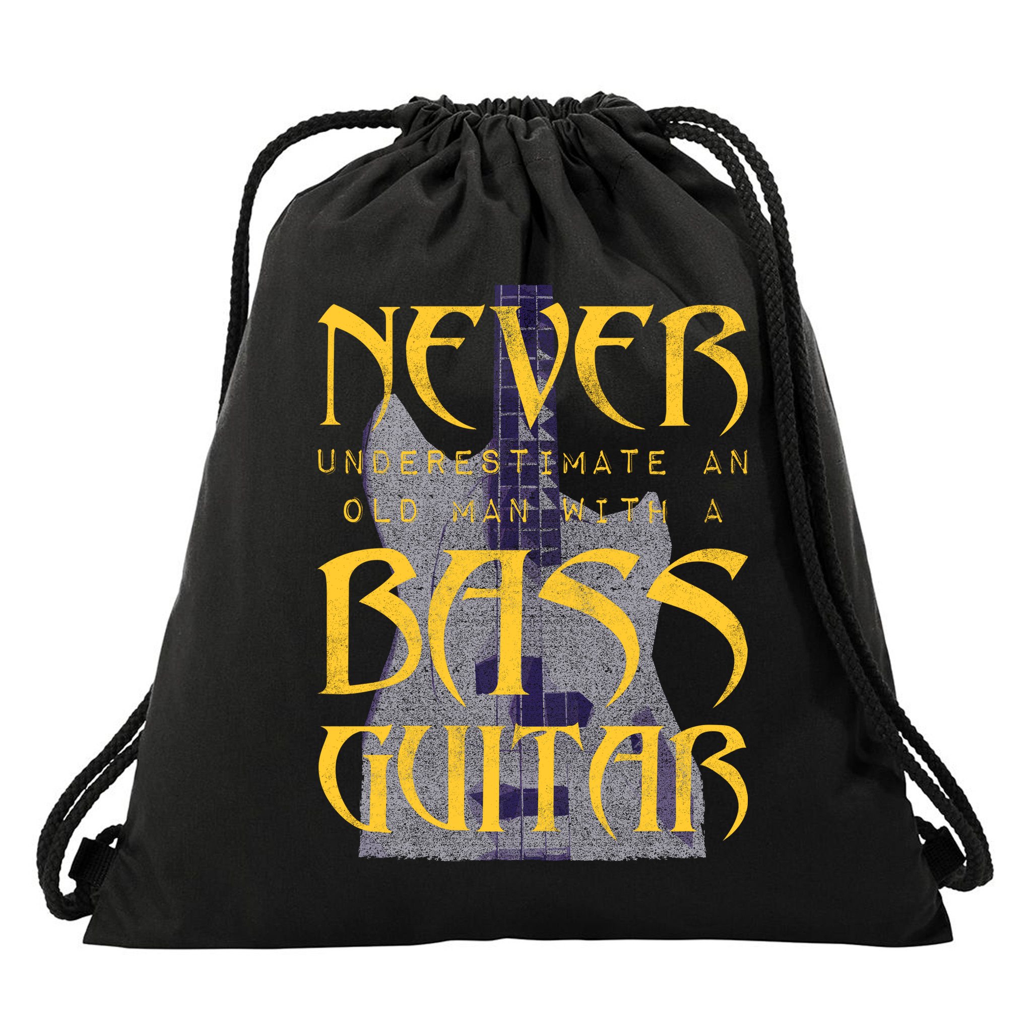 Never Underestimate Old Man With A Bass Guitar Drawstring Bag