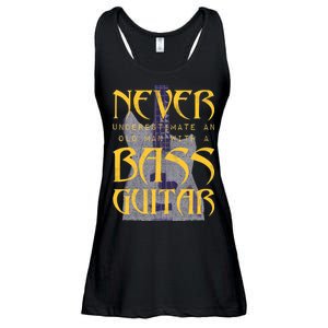 Never Underestimate Old Man With A Bass Guitar Ladies Essential Flowy Tank