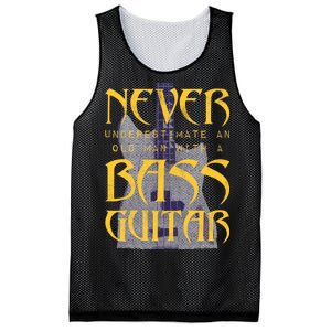 Never Underestimate Old Man With A Bass Guitar Mesh Reversible Basketball Jersey Tank