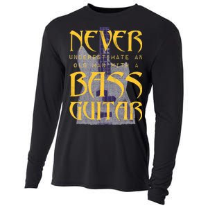 Never Underestimate Old Man With A Bass Guitar Cooling Performance Long Sleeve Crew