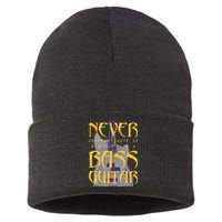 Never Underestimate Old Man With A Bass Guitar Sustainable Knit Beanie