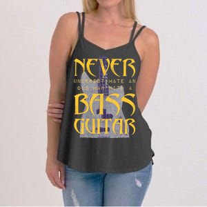 Never Underestimate Old Man With A Bass Guitar Women's Strappy Tank