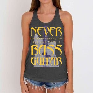 Never Underestimate Old Man With A Bass Guitar Women's Knotted Racerback Tank