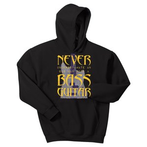 Never Underestimate Old Man With A Bass Guitar Kids Hoodie