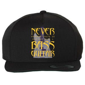 Never Underestimate Old Man With A Bass Guitar Wool Snapback Cap