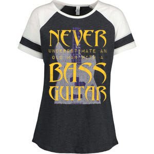 Never Underestimate Old Man With A Bass Guitar Enza Ladies Jersey Colorblock Tee