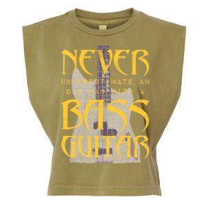 Never Underestimate Old Man With A Bass Guitar Garment-Dyed Women's Muscle Tee