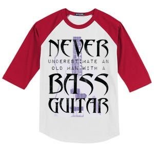 Never Underestimate Old Man With A Bass Guitar Kids Colorblock Raglan Jersey