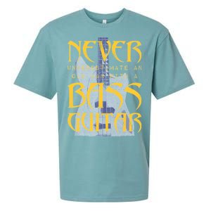 Never Underestimate Old Man With A Bass Guitar Sueded Cloud Jersey T-Shirt