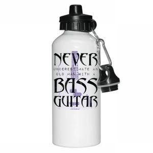 Never Underestimate Old Man With A Bass Guitar Aluminum Water Bottle