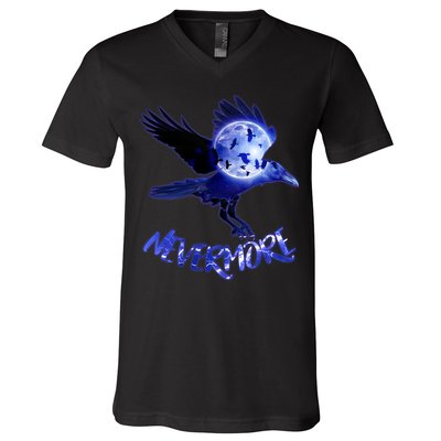 Nevermore Raven Halloween V-Neck T-Shirt