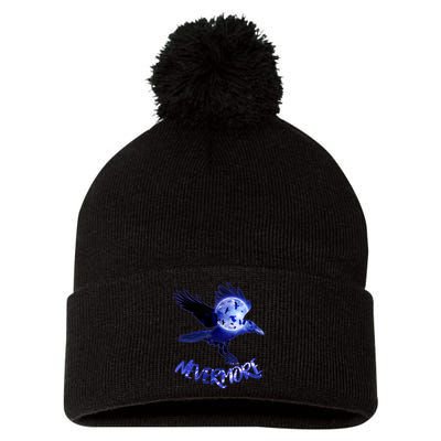 Nevermore Raven Halloween Pom Pom 12in Knit Beanie