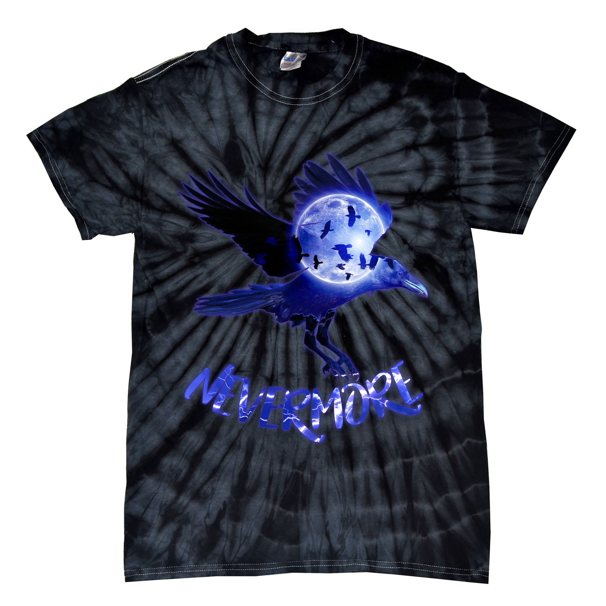 Nevermore Raven Halloween Tie-Dye T-Shirt