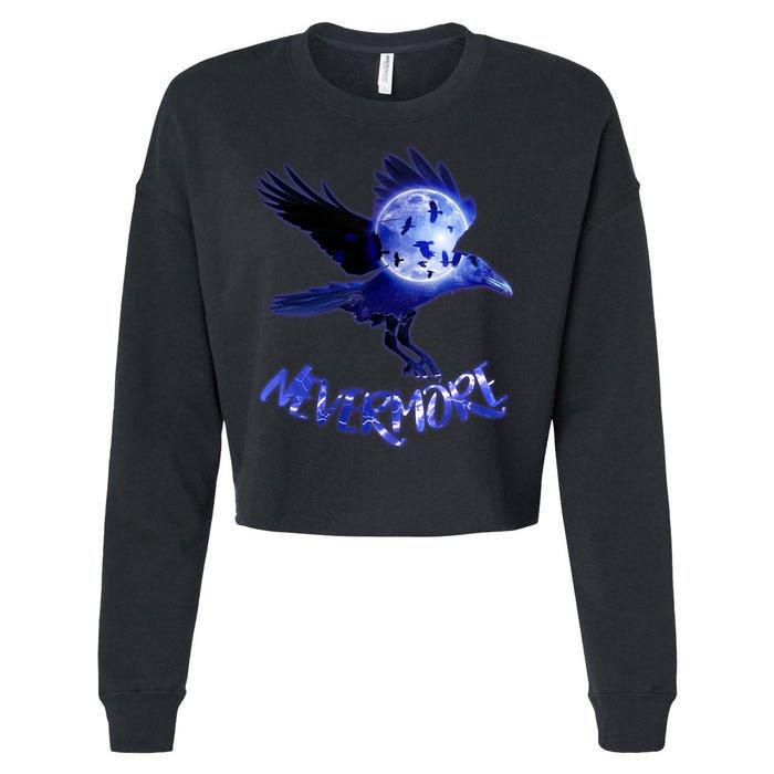 Nevermore Raven Halloween Cropped Pullover Crew