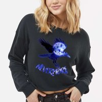 Nevermore Raven Halloween Cropped Pullover Crew