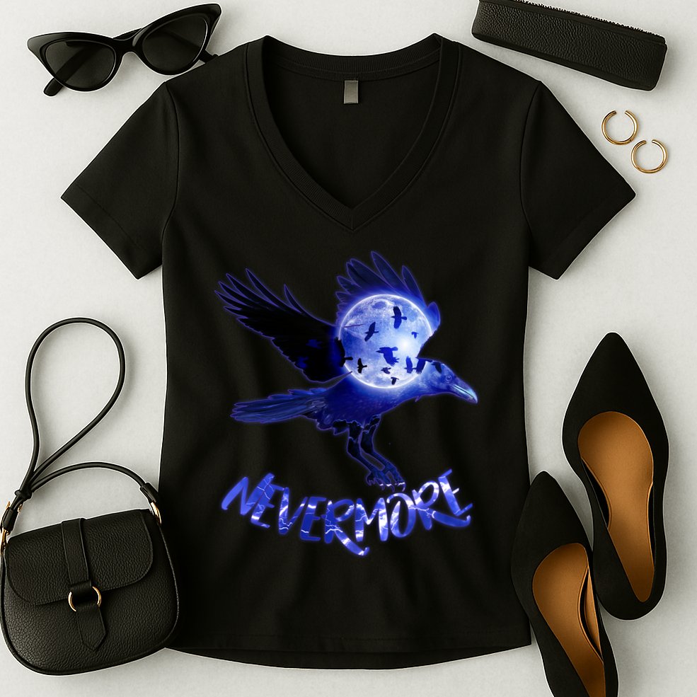 Nevermore Raven Halloween Women's V-Neck T-Shirt