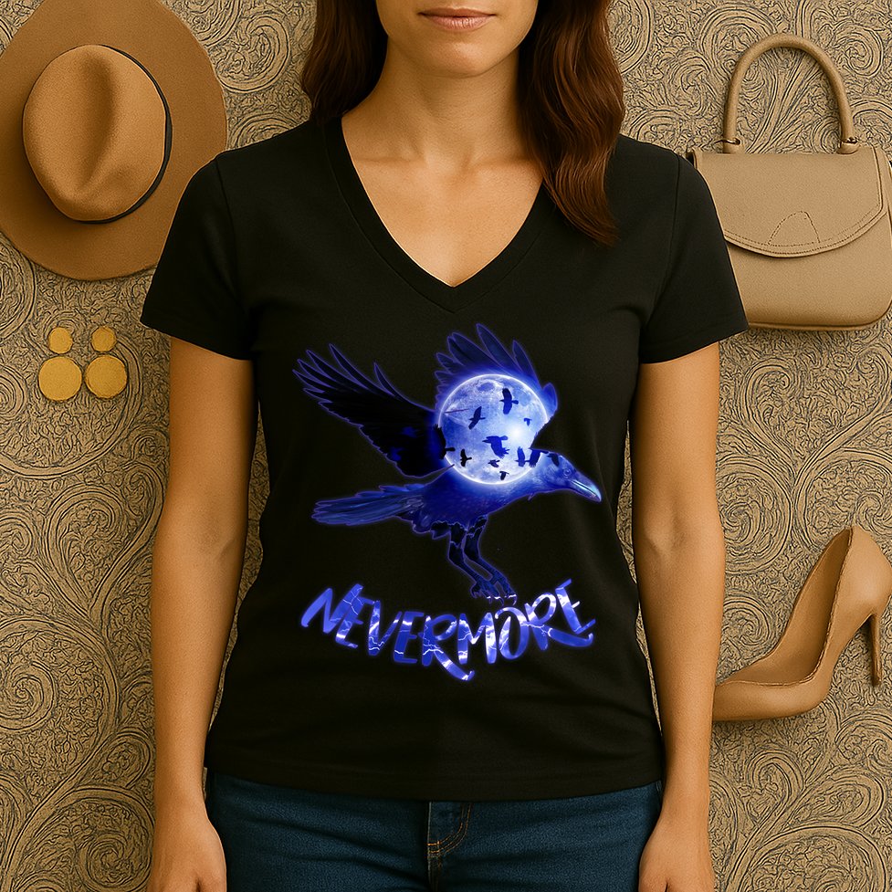 Nevermore Raven Halloween Women's V-Neck T-Shirt