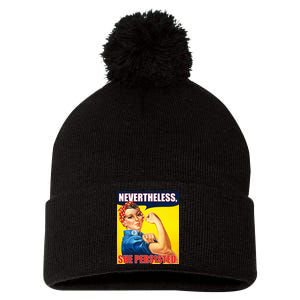 Nevertheless, She Persisted. Rosie Riverter Women's Rights Poster Pom Pom 12in Knit Beanie