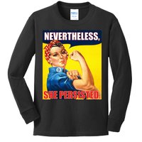 Nevertheless, She Persisted. Rosie Riverter Women's Rights Poster Kids Long Sleeve Shirt