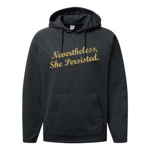 Nevertheless, She Persisted. Script Gold Glitter Print Performance Fleece Hoodie