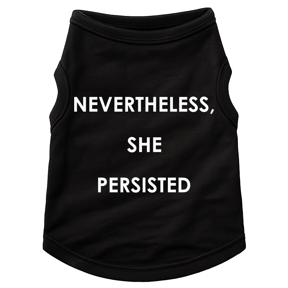 Nevertheless, She Persisted. Script Gold Glitter Print Doggie Tank