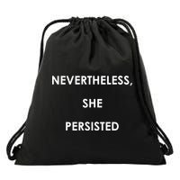 Nevertheless, She Persisted. Script Gold Glitter Print Drawstring Bag