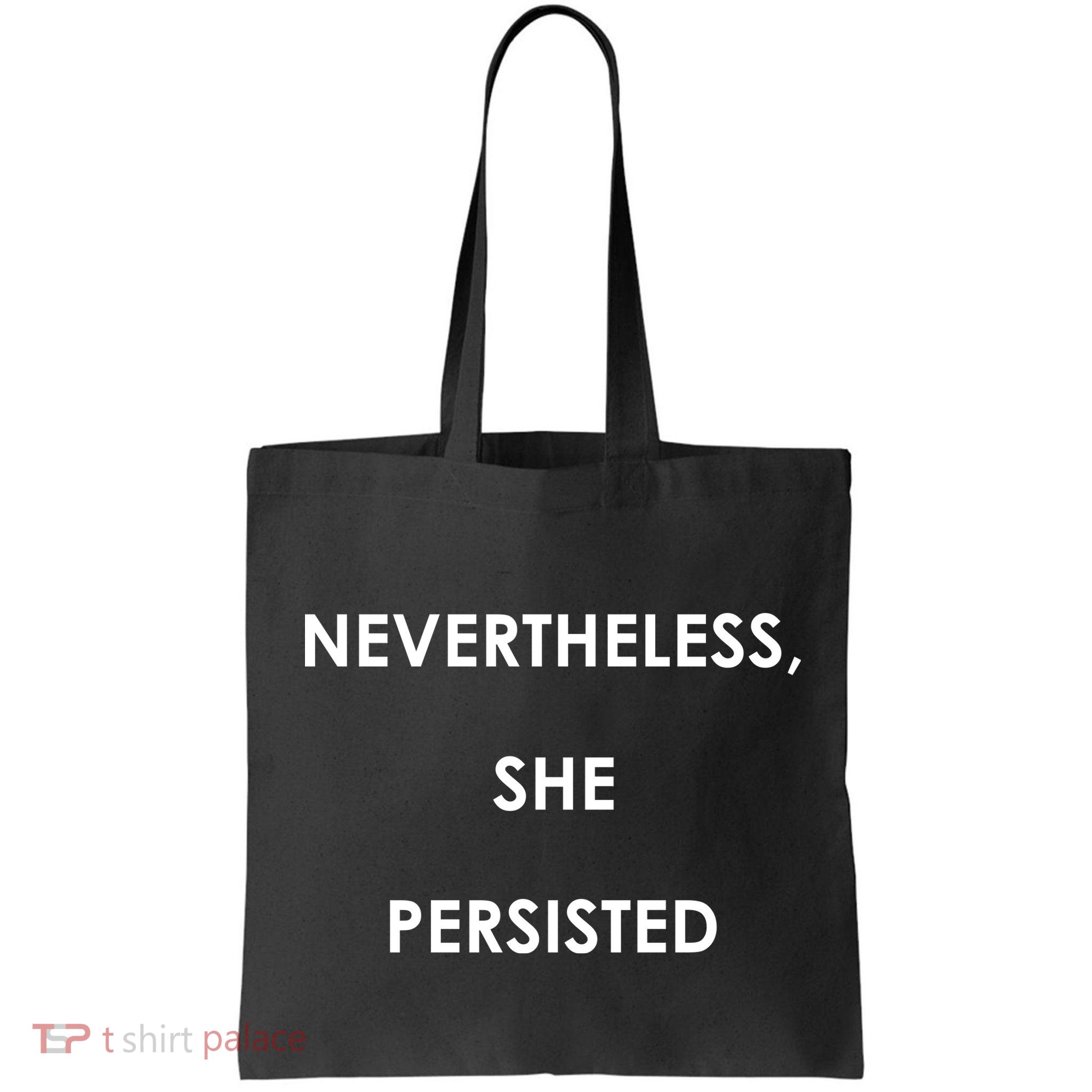 Nevertheless, She Persisted. Script Gold Glitter Print Bag
