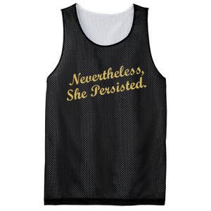 Nevertheless, She Persisted. Script Gold Glitter Print Mesh Reversible Basketball Jersey Tank