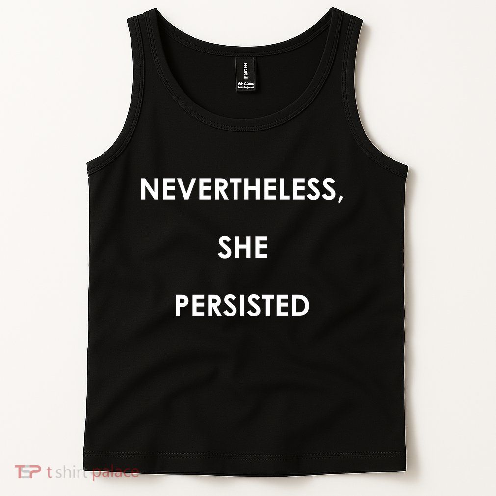 Nevertheless, She Persisted. Script Gold Glitter Print Tank Top