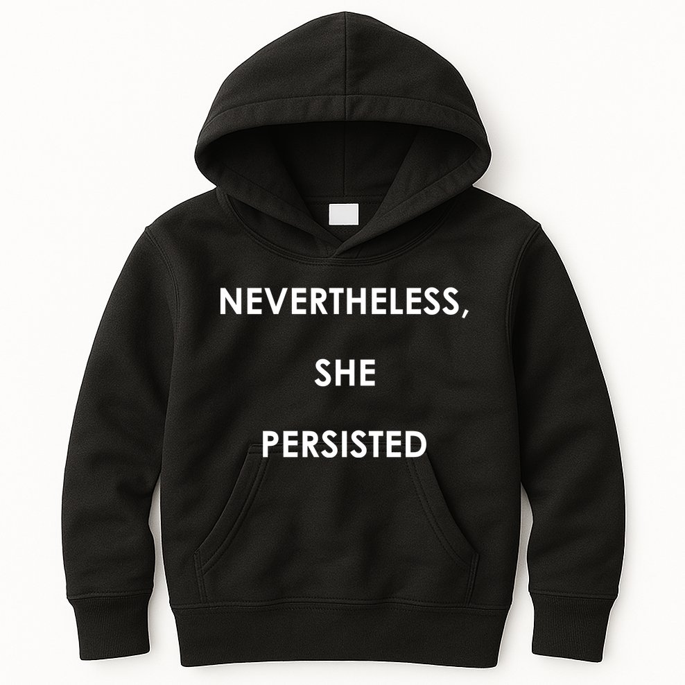 Nevertheless, She Persisted. Script Gold Glitter Print Kids Hoodie