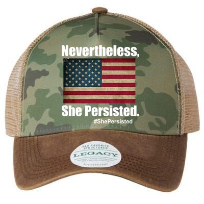 Nevertheless She Persisted American Flag Legacy Tie Dye Trucker Hat