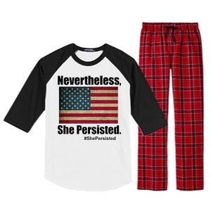 Nevertheless She Persisted American Flag Raglan Sleeve Pajama Set